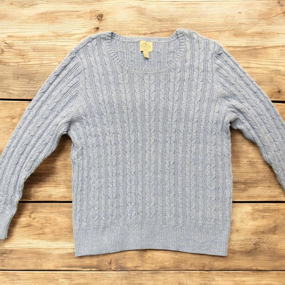 St. John's Bay Women's 2XL Light Blue Cable-Knit Pullover Sweater Casual